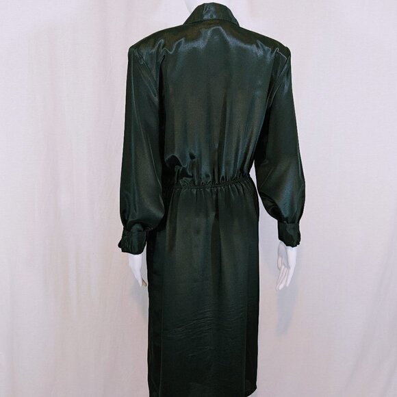 Vintage Personal Image Dress Size 12 Black Collared Pleated - Picture 3 of 7